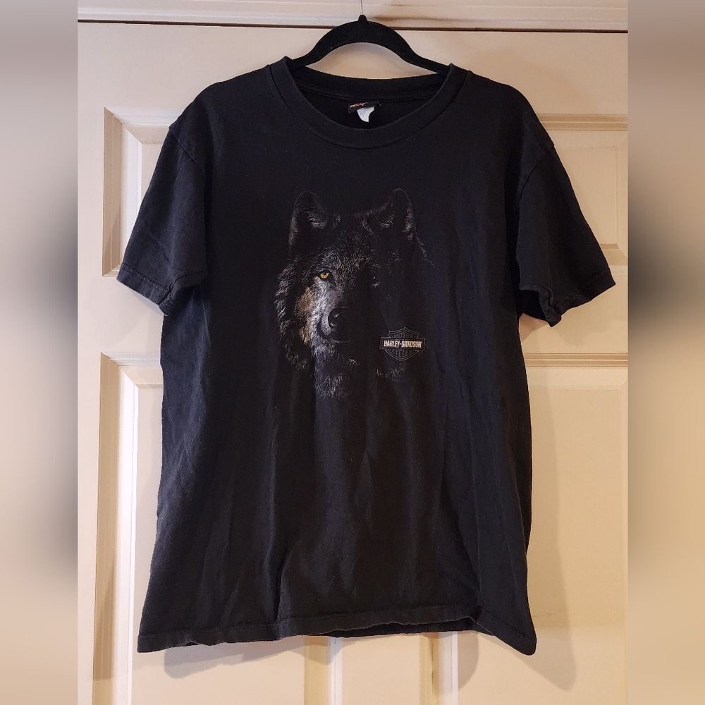 Harley Davidson black Wolf Graphic t shirt Space Coast Melbourne FL L